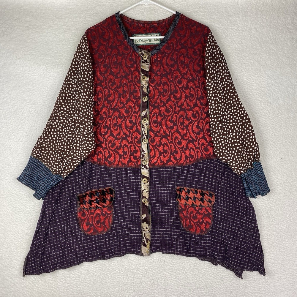 Nothing Matches Top Womens Patchwork Wearable Art Boho Hippie Tunic Peasant